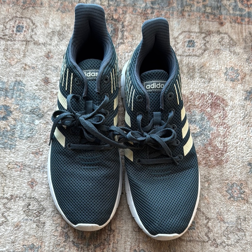 Adidas Blue Sneakers with White Stripes